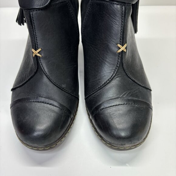 El Naturalista Black Leather Winter Boots 37 Fleece Lined Comfort Boho Chic Eco - Picture 3 of 16